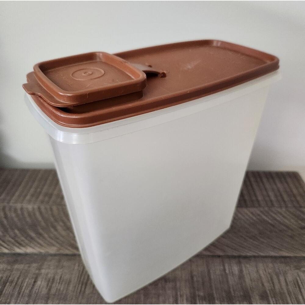 Vintage Tupperware Brown Cereal Keeper Pour And Store Container 1970s